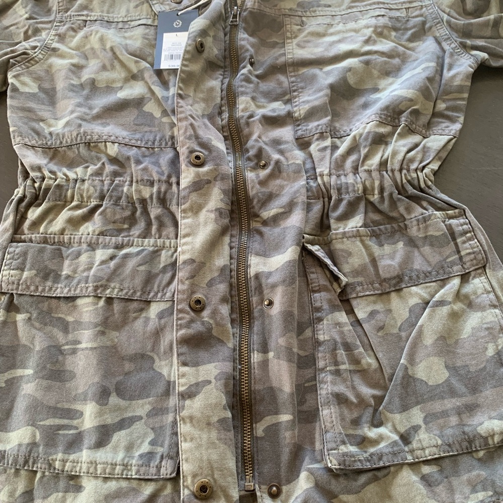 Universal Thread Womens Jacket Hooded Green Camouflage Large 100% Cotton - Picture 9 of 13
